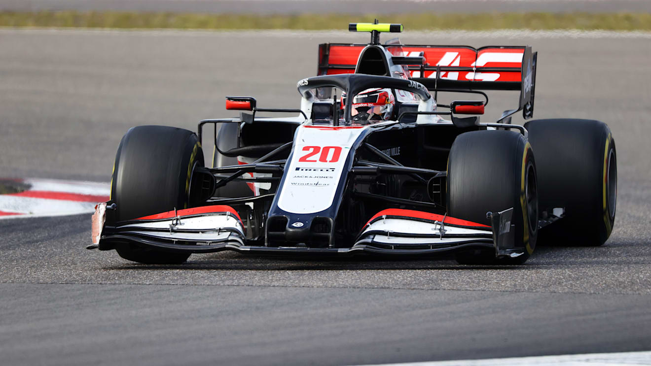 NUERBURG, GERMANY - OCTOBER 11: Kevin Magnussen of Denmark driving the (20) Haas F1 Team VF-20 Ferrari on track during the F1 Eifel Grand Prix at Nuerburgring on October 11, 2020 in Nuerburg, Germany. (Photo by Wolfgang Rattay - Pool/Getty Images)