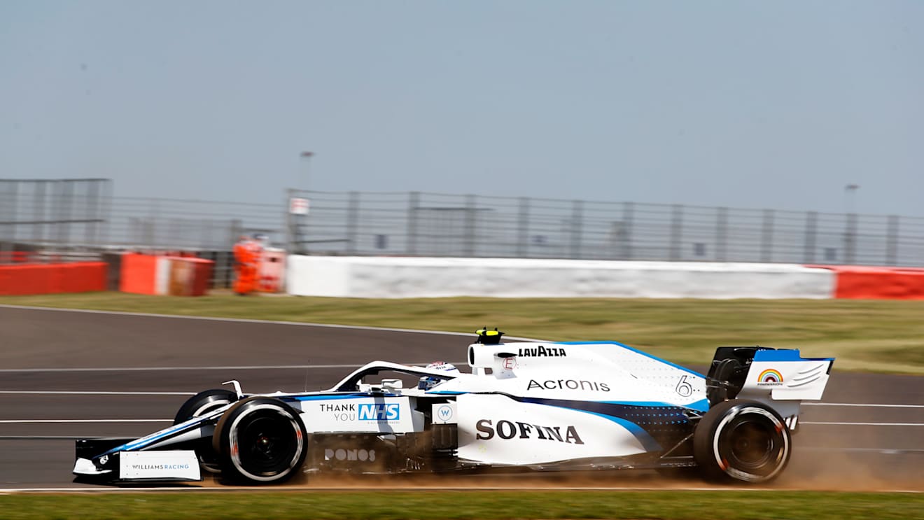NORTHAMPTON, ENGLAND - JULY 31: Nicholas Latifi of Canada driving the (6) Williams Racing FW43 Mercedes on track during practice for the F1 Grand Prix of Great Britain at Silverstone on July 31, 2020 in Northampton, England. (Photo by Andrew Boyers/Pool via Getty Image)