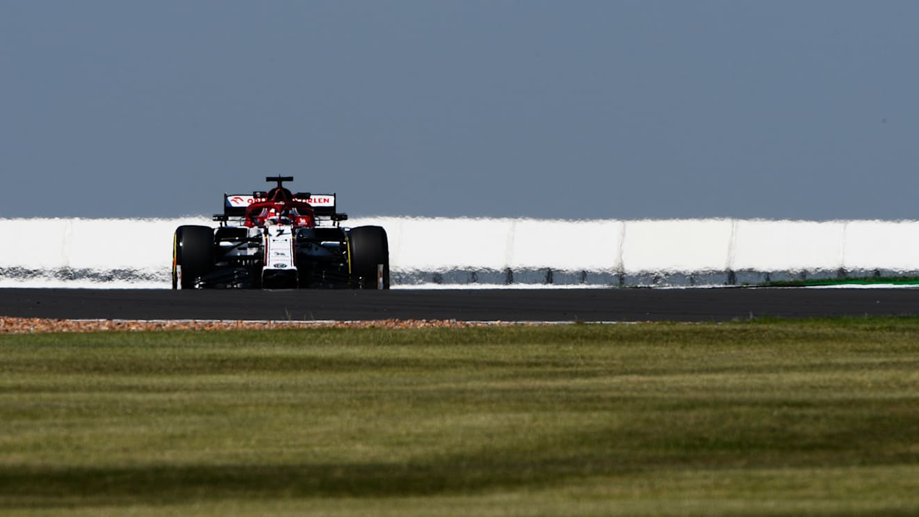 NORTHAMPTON, ENGLAND - JULY 31: Kimi Raikkonen of Finland driving the (7) Alfa Romeo Racing C39 Ferrari on track during practice for the F1 Grand Prix of Great Britain at Silverstone on July 31, 2020 in Northampton, England. (Photo by Rudy Carezzevoli/Getty Images)