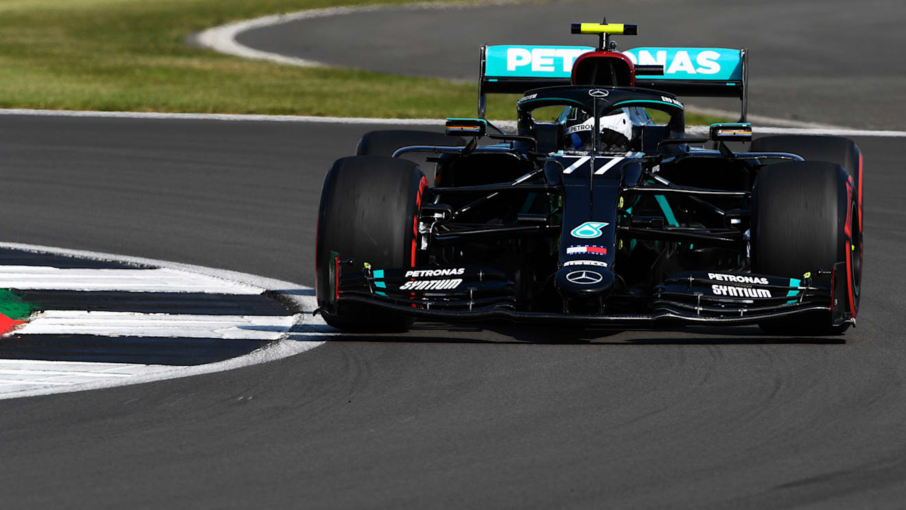 NORTHAMPTON, ENGLAND - JULY 31: Valtteri Bottas of Finland driving the (77) Mercedes AMG Petronas F1 Team Mercedes W11 on track during practice for the F1 Grand Prix of Great Britain at Silverstone on July 31, 2020 in Northampton, England. (Photo by Rudy Carezzevoli/Getty Images)