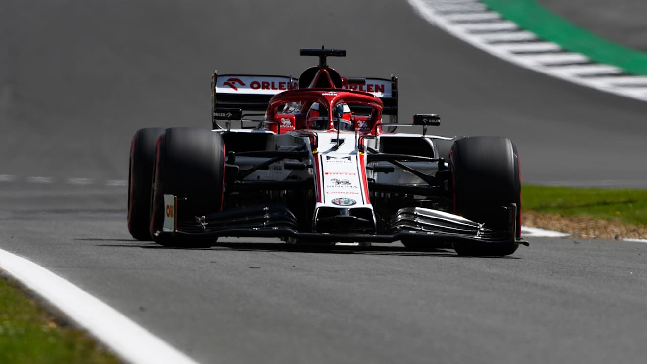 NORTHAMPTON, ENGLAND - AUGUST 01: Kimi Raikkonen of Finland driving the (7) Alfa Romeo Racing C39 Ferrari during qualifying for the F1 Grand Prix of Great Britain at Silverstone on August 01, 2020 in Northampton, England. (Photo by Rudy Carezzevoli/Getty Images)