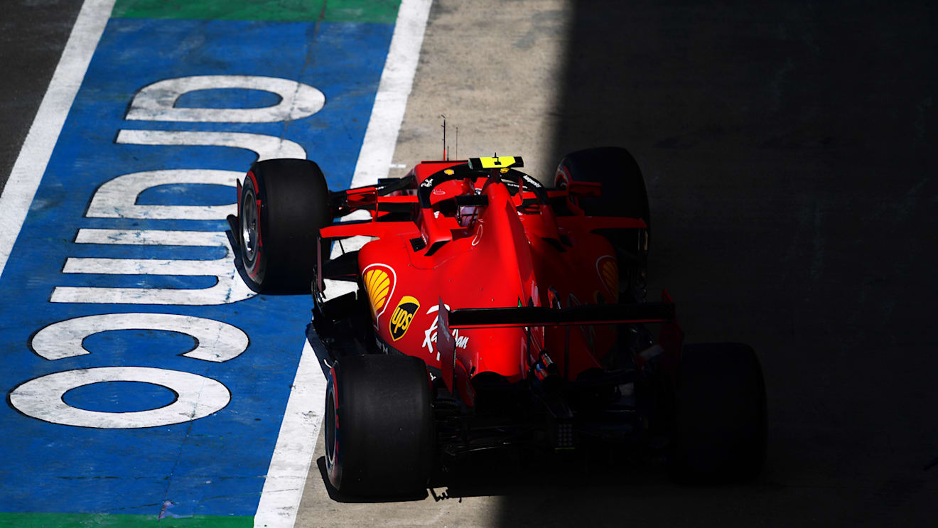NORTHAMPTON, ENGLAND - AUGUST 01: Charles Leclerc of Monaco driving the (16) Scuderia Ferrari SF1000 drives in the pit lane during qualifying for the F1 Grand Prix of Great Britain at Silverstone on August 01, 2020 in Northampton, England. (Photo by Mario Renzi - Formula 1/Formula 1 via Getty Images)