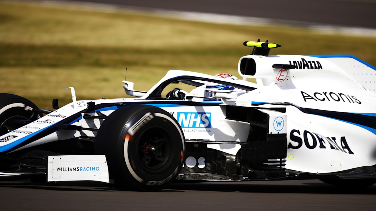 NORTHAMPTON, ENGLAND - AUGUST 02: Nicholas Latifi of Canada driving the (6) Williams Racing FW43 Mercedes drives on track during the F1 Grand Prix of Great Britain at Silverstone on August 02, 2020 in Northampton, England. (Photo by Bryn Lennon/Getty Images)