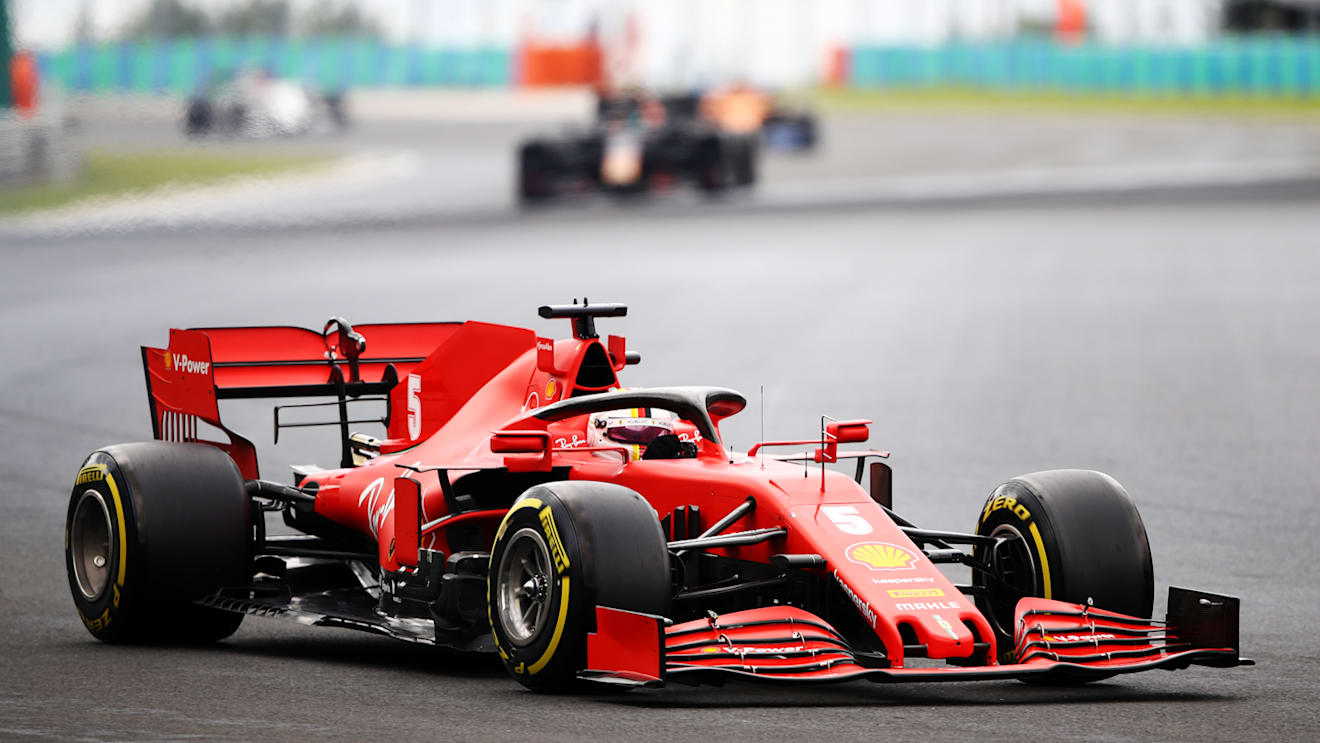 BUDAPEST, HUNGARY - JULY 19: Sebastian Vettel of Germany driving the (5) Scuderia Ferrari SF1000 on track during the Formula One Grand Prix of Hungary at Hungaroring on July 19, 2020 in Budapest, Hungary. (Photo by Bryn Lennon/Getty Images)