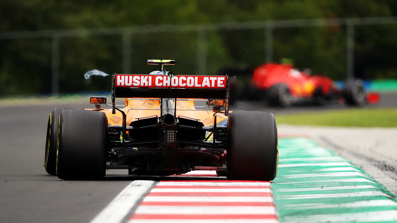 BUDAPEST, HUNGARY - JULY 19: Lando Norris of Great Britain driving the (4) McLaren F1 Team MCL35 Renault on track during the Formula One Grand Prix of Hungary at Hungaroring on July 19, 2020 in Budapest, Hungary. (Photo by Bryn Lennon/Getty Images)