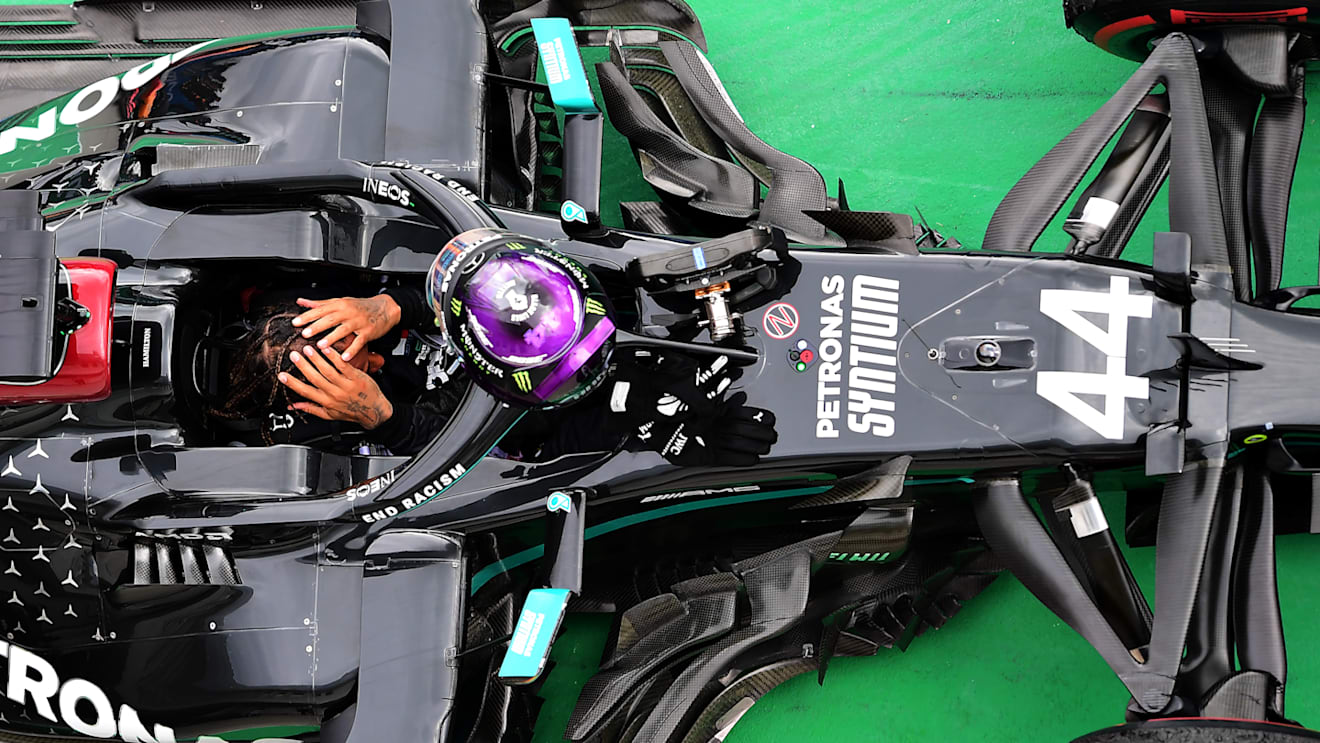 BUDAPEST, HUNGARY - JULY 19: Race winner Lewis Hamilton of Great Britain and Mercedes GP celebrates in his car in parc ferme after the Formula One Grand Prix of Hungary at Hungaroring on July 19, 2020 in Budapest, Hungary. (Photo by Mario Renzi - Formula 1/Formula 1 via Getty Images)