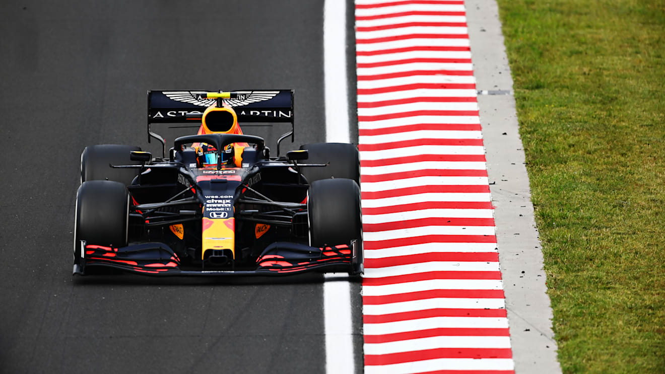 BUDAPEST, HUNGARY - JULY 19: Alexander Albon of Thailand driving the (23) Aston Martin Red Bull Racing RB16 during the Formula One Grand Prix of Hungary at Hungaroring on July 19, 2020 in Budapest, Hungary. (Photo by Clive Mason - Formula 1/Formula 1 via Getty Images)