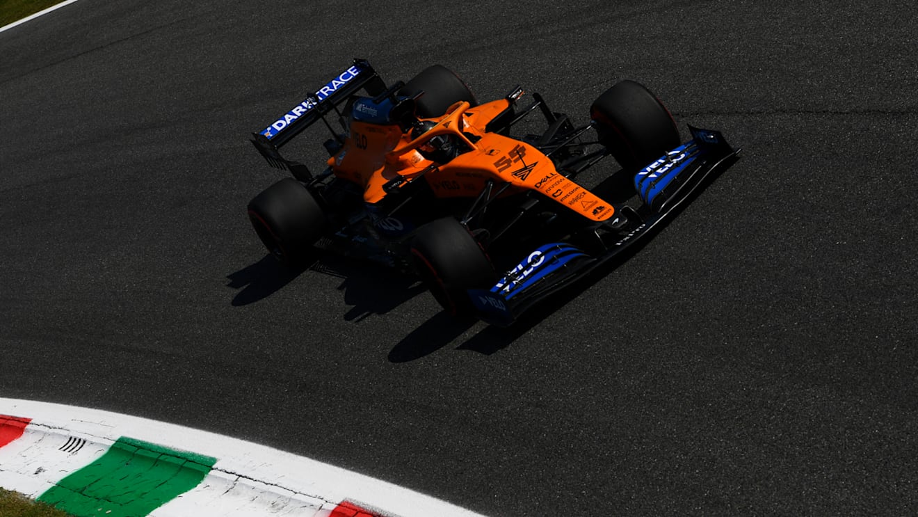 MONZA, ITALY - SEPTEMBER 04: Carlos Sainz of Spain driving the (55) McLaren F1 Team MCL35 Renault on track during practice for the F1 Grand Prix of Italy at Autodromo di Monza on September 04, 2020 in Monza, Italy. (Photo by Rudy Carezzevoli/Getty Images)