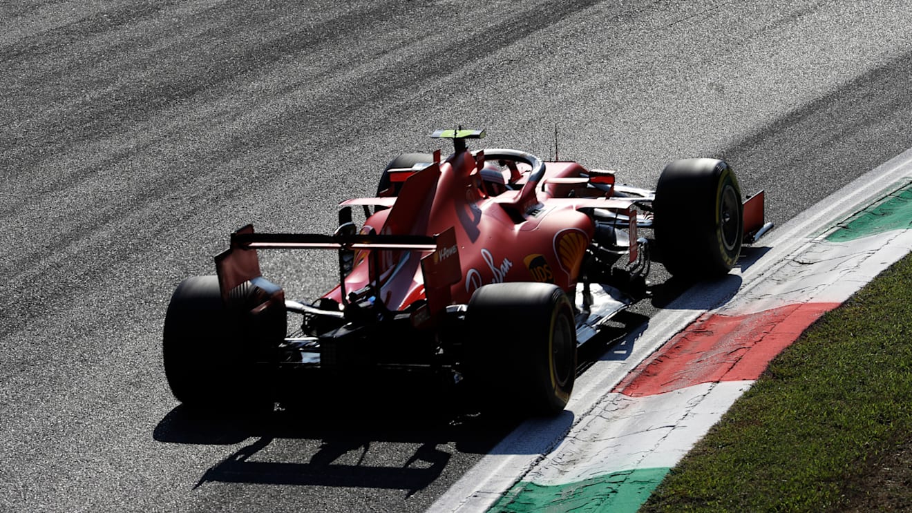 MONZA, ITALY - SEPTEMBER 04: Charles Leclerc of Monaco driving the (16) Scuderia Ferrari SF1000 on track during practice for the F1 Grand Prix of Italy at Autodromo di Monza on September 04, 2020 in Monza, Italy. (Photo by Luca Bruno/Pool via Getty Images)