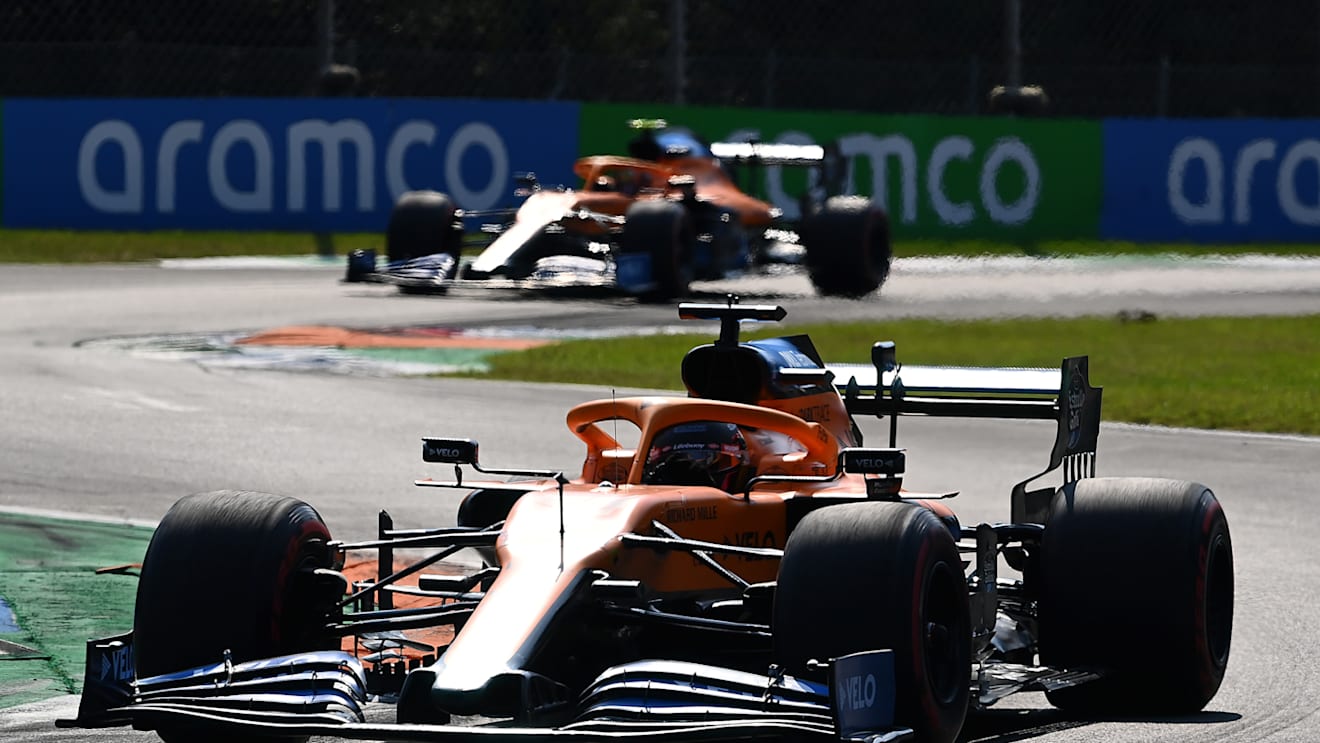 MONZA, ITALY - SEPTEMBER 06: Carlos Sainz of Spain driving the (55) McLaren F1 Team MCL35 Renault during the F1 Grand Prix of Italy at Autodromo di Monza on September 06, 2020 in Monza, Italy. (Photo by Clive Mason - Formula 1/Formula 1 via Getty Images)