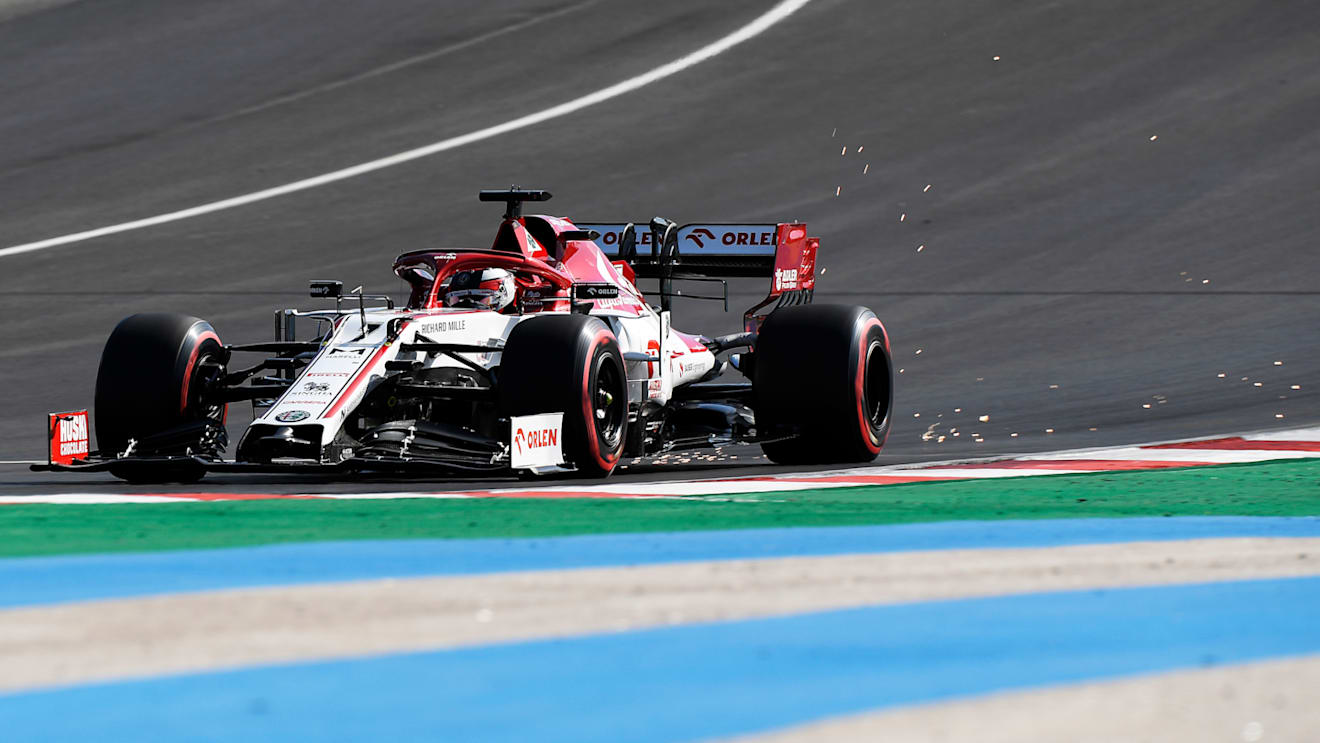 PORTIMAO, PORTUGAL - OCTOBER 24: Kimi Raikkonen of Finland driving the (7) Alfa Romeo Racing C39 Ferrari on track during qualifying ahead of the F1 Grand Prix of Portugal at Autodromo Internacional do Algarve on October 24, 2020 in Portimao, Portugal. (Photo by Jorge Guerrero - Pool/Getty Images)