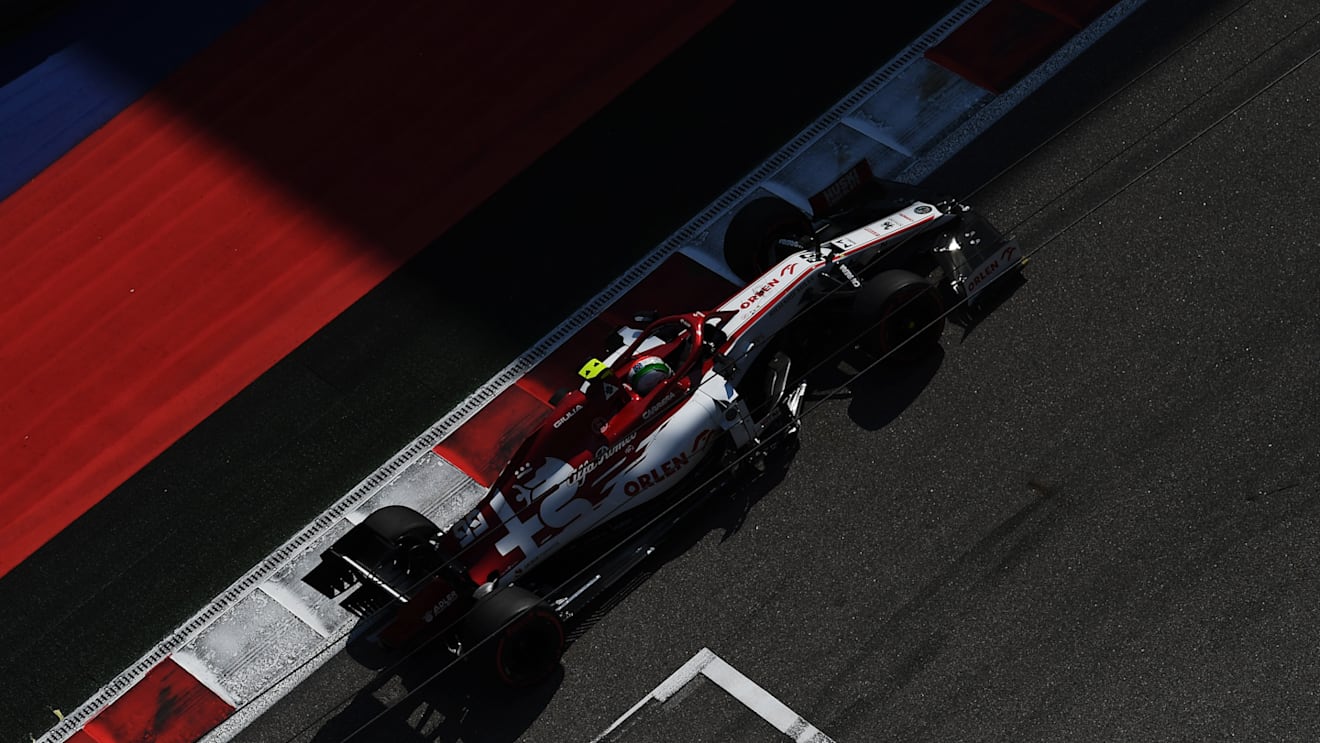 SOCHI, RUSSIA - SEPTEMBER 25: Antonio Giovinazzi of Italy driving the (99) Alfa Romeo Racing C39 Ferrari on track during practice ahead of the F1 Grand Prix of Russia at Sochi Autodrom on September 25, 2020 in Sochi, Russia. (Photo by Kirill Kudryavtsev - Pool/Getty Images)