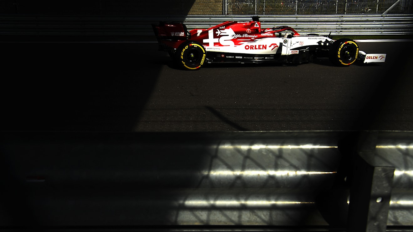 SOCHI, RUSSIA - SEPTEMBER 25: Kimi Raikkonen of Finland driving the (7) Alfa Romeo Racing C39 Ferrari during practice ahead of the F1 Grand Prix of Russia at Sochi Autodrom on September 25, 2020 in Sochi, Russia. (Photo by Kirill Kudryavtsev - Pool/Getty Images)