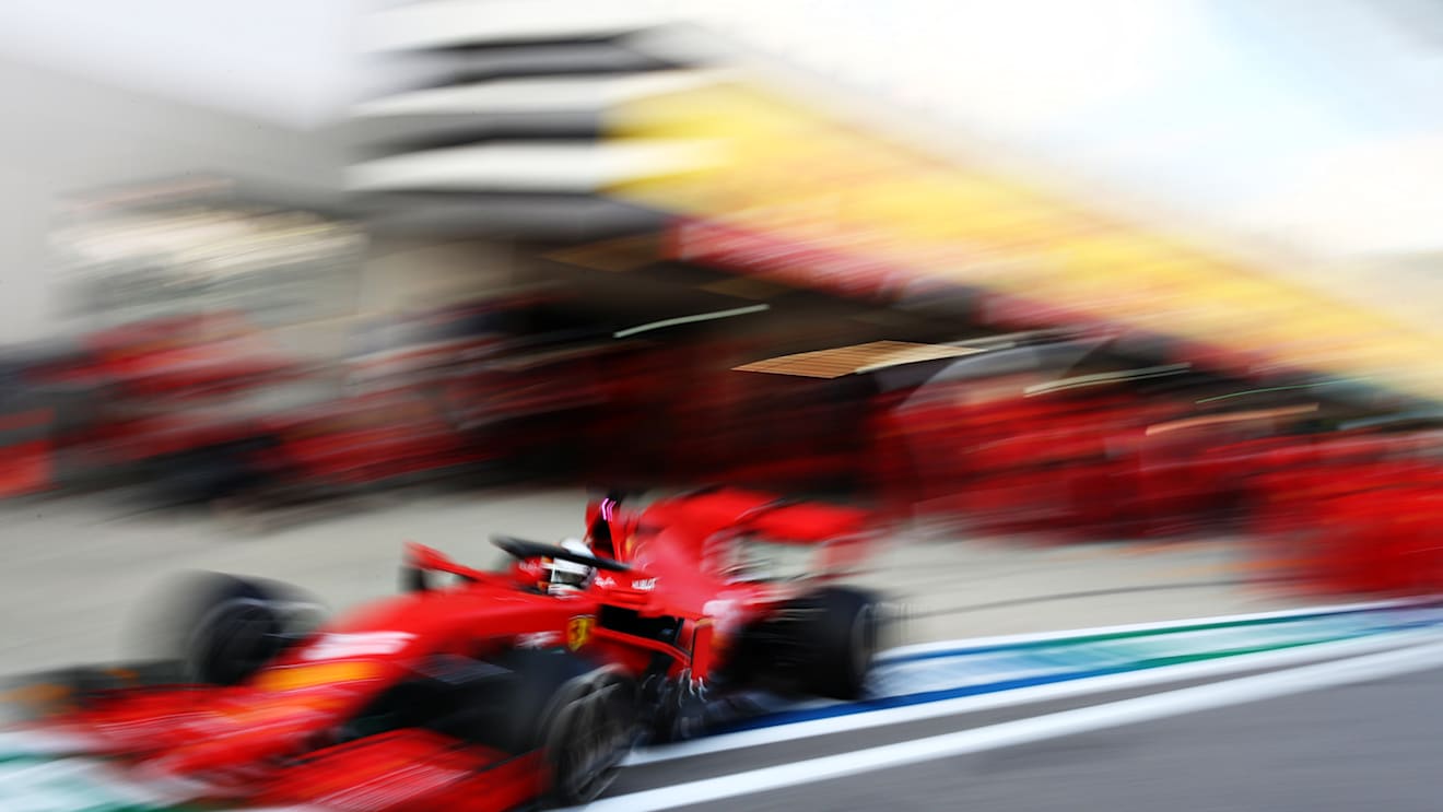 SOCHI, RUSSIA - SEPTEMBER 25: Sebastian Vettel of Germany driving the (5) Scuderia Ferrari SF1000 in the Pitlane during practice ahead of the F1 Grand Prix of Russia at Sochi Autodrom on September 25, 2020 in Sochi, Russia. (Photo by Mark Thompson/Getty Images)