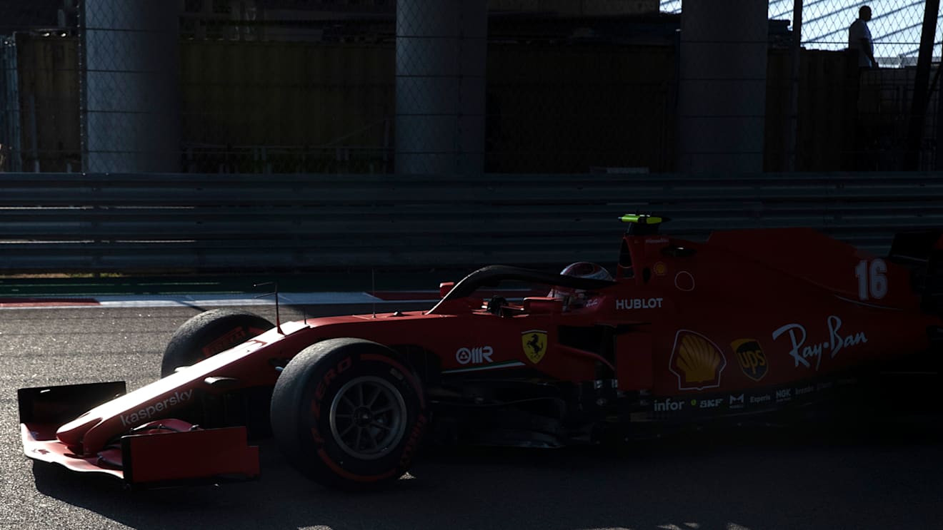 SOCHI, RUSSIA - SEPTEMBER 25: Charles Leclerc of Monaco driving the (16) Scuderia Ferrari SF1000 on track during practice ahead of the F1 Grand Prix of Russia at Sochi Autodrom on September 25, 2020 in Sochi, Russia. (Photo by Pavel Golovkin - Pool/2020 Getty Images)