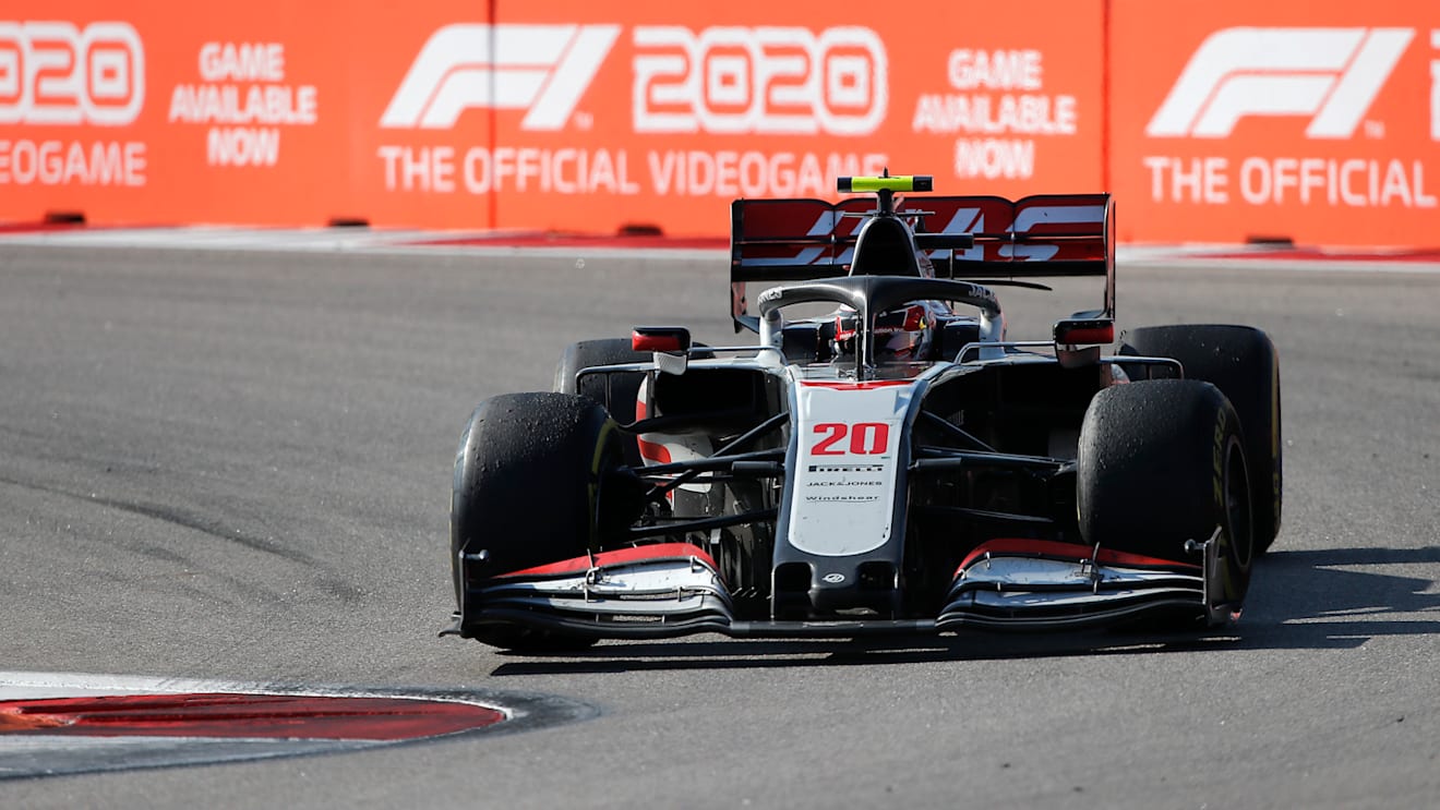 SOCHI, RUSSIA - SEPTEMBER 27: Kevin Magnussen of Denmark driving the (20) Haas F1 Team VF-20 Ferrari on track during the F1 Grand Prix of Russia at Sochi Autodrom on September 27, 2020 in Sochi, Russia. (Photo by Maxim Shemetov - Pool/Getty Images)