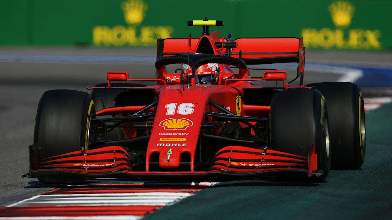 SOCHI, RUSSIA - SEPTEMBER 27: Charles Leclerc of Monaco driving the (16) Scuderia Ferrari SF1000 on track during the F1 Grand Prix of Russia at Sochi Autodrom on September 27, 2020 in Sochi, Russia. (Photo by Dan Mullan/Getty Images)
