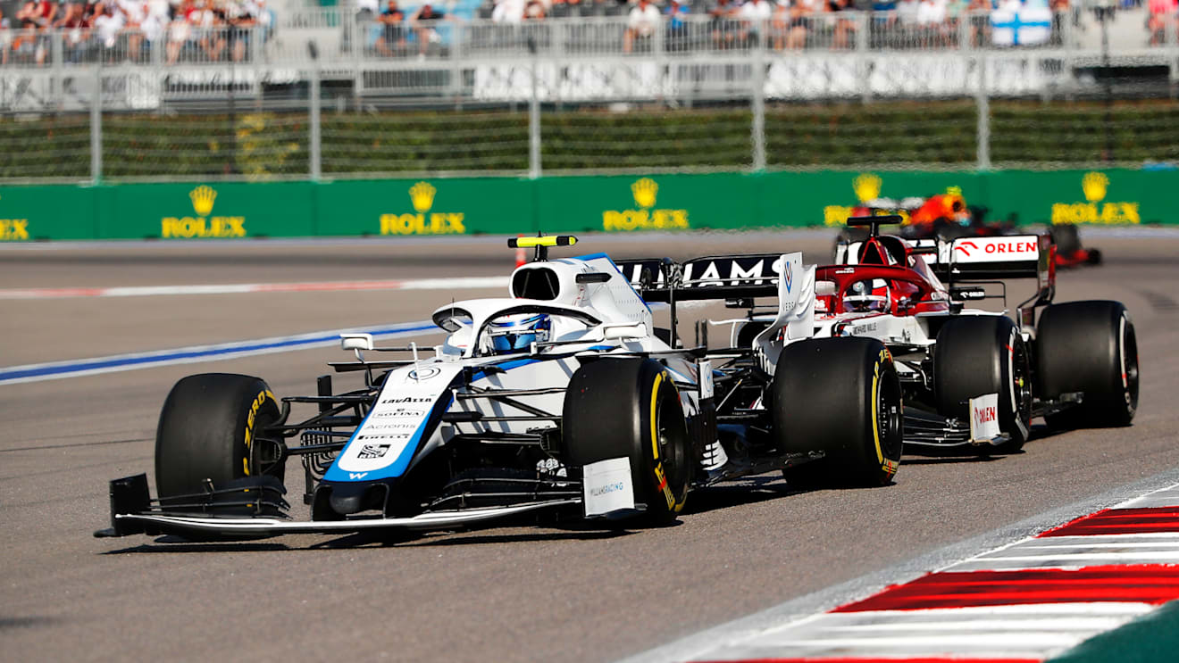 SOCHI, RUSSIA - SEPTEMBER 27: Nicholas Latifi of Canada driving the (6) Williams Racing FW43 Mercedes on track during the F1 Grand Prix of Russia at Sochi Autodrom on September 27, 2020 in Sochi, Russia. (Photo by Maxim Shemetov - Pool/Getty Images)