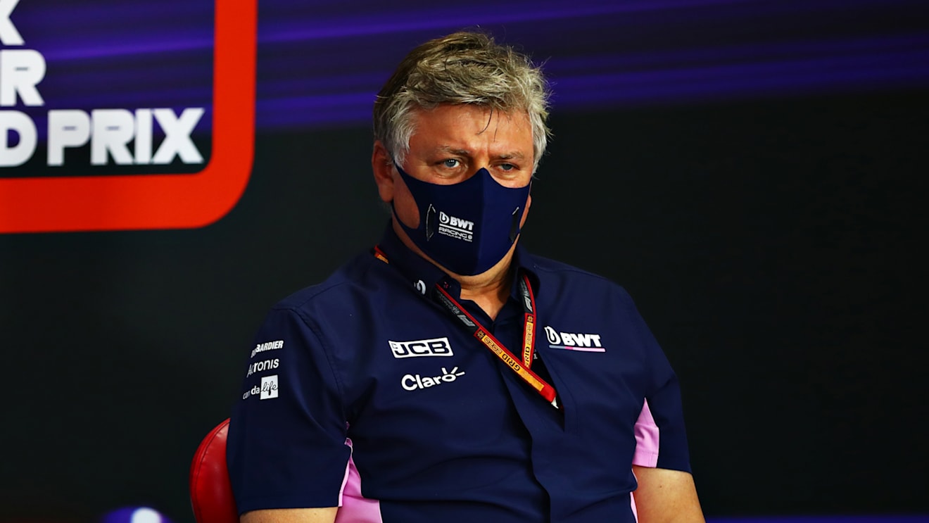BAHRAIN, BAHRAIN - DECEMBER 04: Otmar Szafnauer, Team Principal and Chief Executive Officer of Racing Point talks in the Team Principals Press Conference during practice ahead of the F1 Grand Prix of Sakhir at Bahrain International Circuit on December 04, 2020 in Bahrain, Bahrain. (Photo by Dan Istitene - Formula 1/Formula 1 via Getty Images)