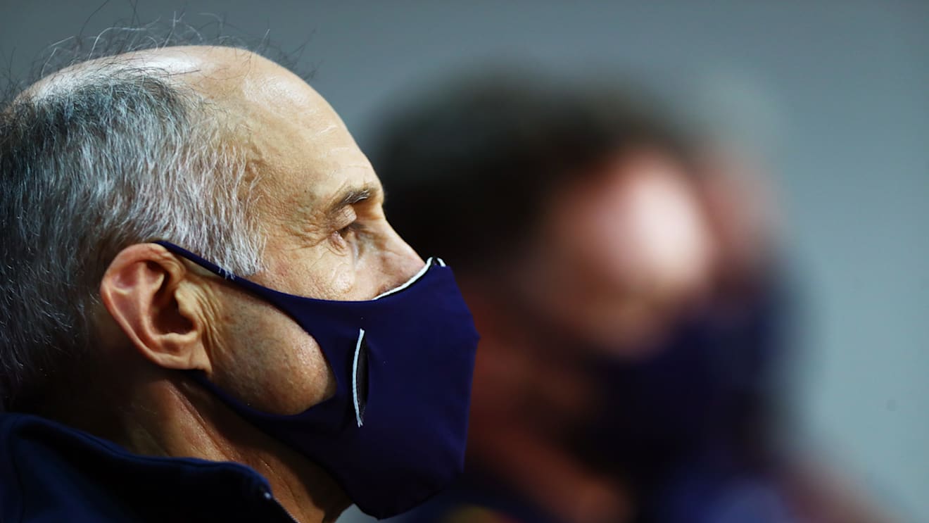 BAHRAIN, BAHRAIN - DECEMBER 04: Scuderia AlphaTauri Team Principal Franz Tost talks in the Team Principals Press Conference during practice ahead of the F1 Grand Prix of Sakhir at Bahrain International Circuit on December 04, 2020 in Bahrain, Bahrain. (Photo by Dan Istitene - Formula 1/Formula 1 via Getty Images)