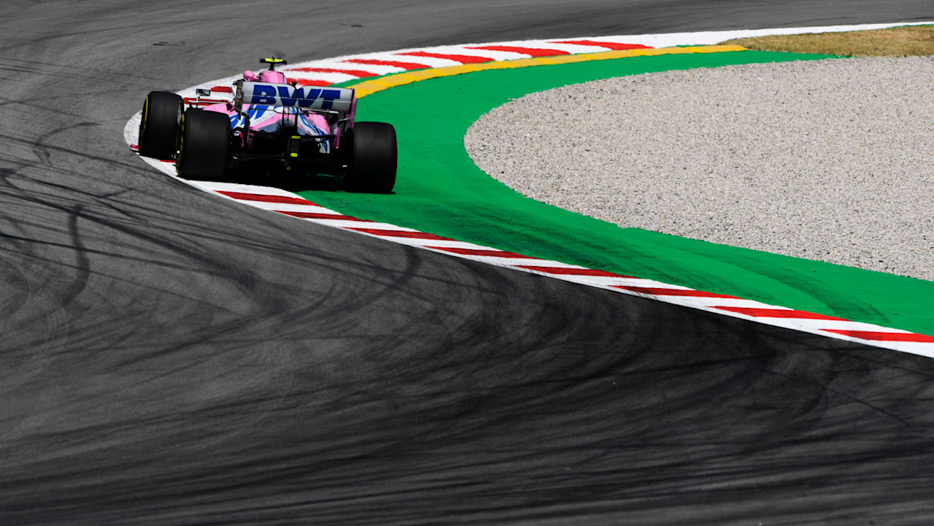 BARCELONA, SPAIN - AUGUST 14: Lance Stroll of Canada driving the (18) Racing Point RP20 Mercedes on track during practice for the F1 Grand Prix of Spain at Circuit de Barcelona-Catalunya on August 14, 2020 in Barcelona, Spain. (Photo by Rudy Carezzevoli/Getty Images)