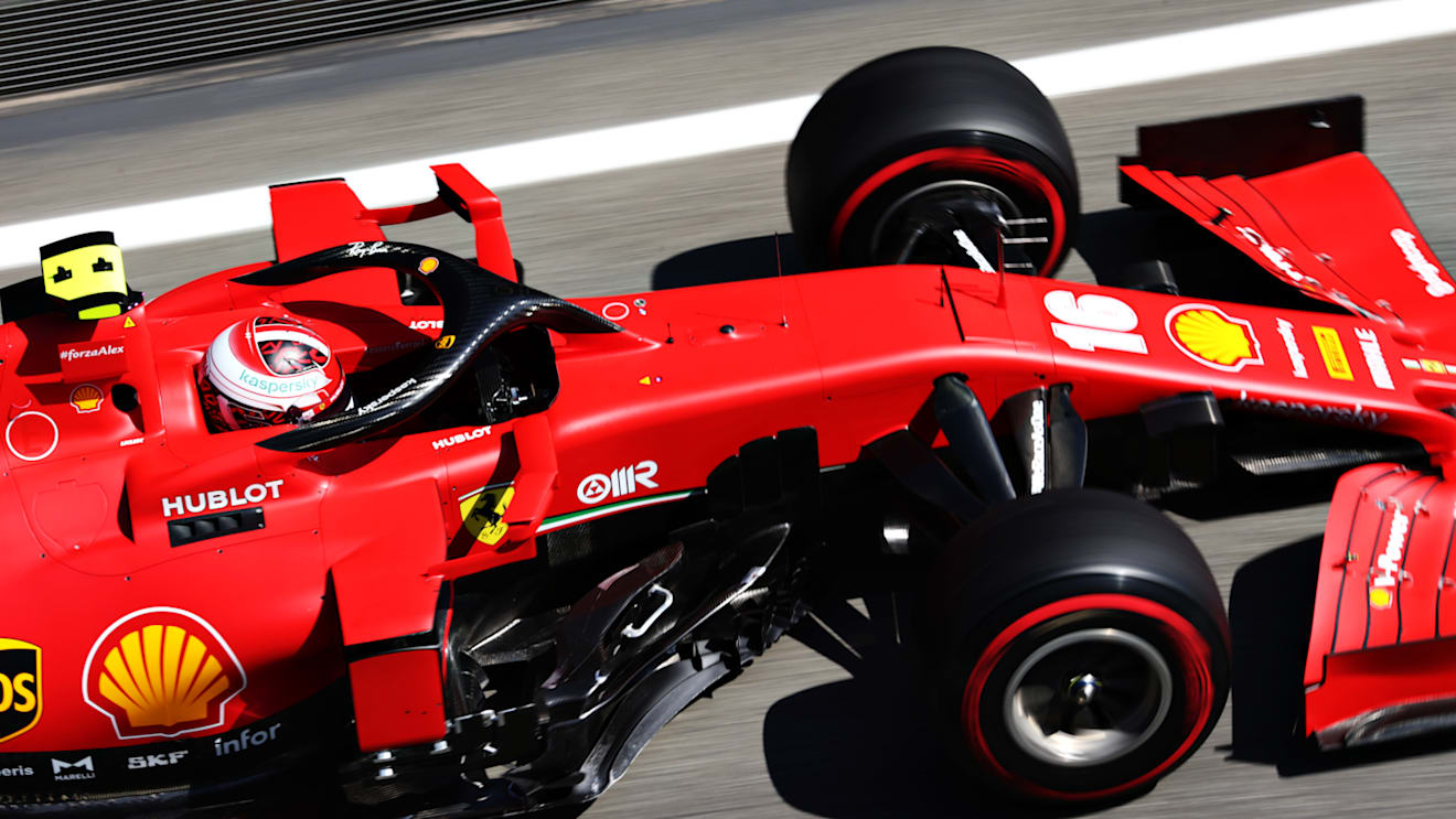 BARCELONA, SPAIN - AUGUST 14: Charles Leclerc of Monaco driving the (16) Scuderia Ferrari SF1000 during practice for the F1 Grand Prix of Spain at Circuit de Barcelona-Catalunya on August 14, 2020 in Barcelona, Spain. (Photo by Peter Fox/Getty Images)