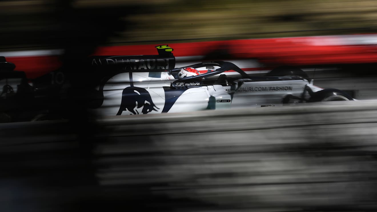 BARCELONA, SPAIN - AUGUST 14: Pierre Gasly of France driving the (10) Scuderia AlphaTauri AT01 Honda on track during practice for the F1 Grand Prix of Spain at Circuit de Barcelona-Catalunya on August 14, 2020 in Barcelona, Spain. (Photo by Rudy Carezzevoli/Getty Images)