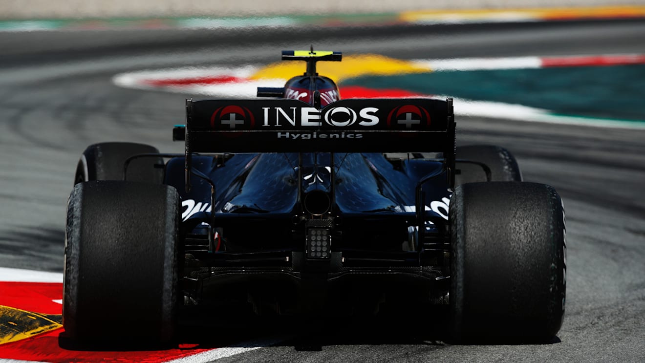 BARCELONA, SPAIN - AUGUST 14: Valtteri Bottas of Finland driving the (77) Mercedes AMG Petronas F1 Team Mercedes W11 on track during practice for the F1 Grand Prix of Spain at Circuit de Barcelona-Catalunya on August 14, 2020 in Barcelona, Spain. (Photo by Albert Gea/Pool via Getty Images)