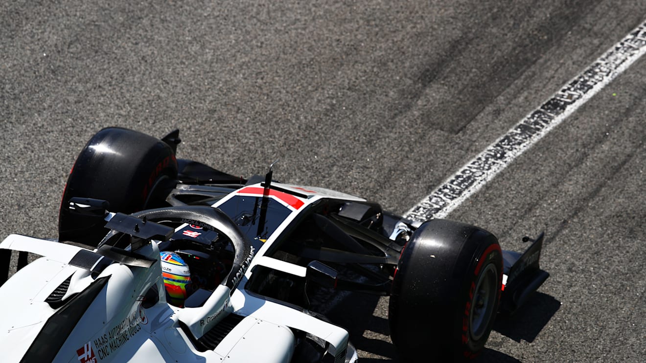 BARCELONA, SPAIN - AUGUST 15: Romain Grosjean of France driving the (8) Haas F1 Team VF-20 Ferrari on track during final practice for the F1 Grand Prix of Spain at Circuit de Barcelona-Catalunya on August 15, 2020 in Barcelona, Spain. (Photo by Mark Thompson/Getty Images)