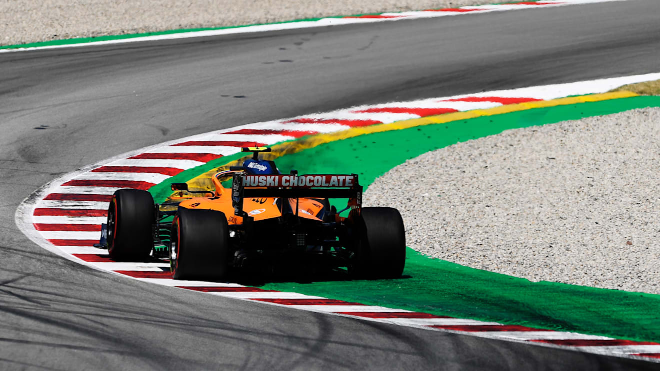 BARCELONA, SPAIN - AUGUST 15: Lando Norris of Great Britain driving the (4) McLaren F1 Team MCL35 Renault on track during final practice for the F1 Grand Prix of Spain at Circuit de Barcelona-Catalunya on August 15, 2020 in Barcelona, Spain. (Photo by Josep Lago/Pool via Getty Images)