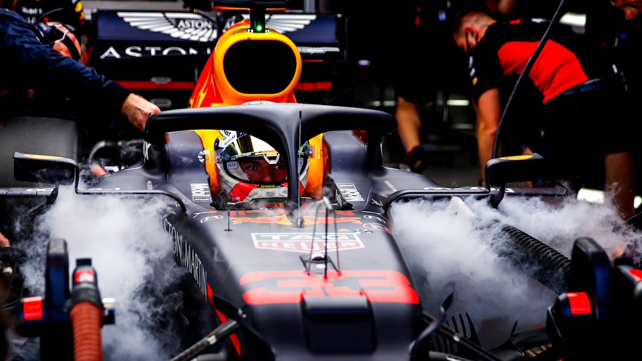 BARCELONA, SPAIN - AUGUST 15: Max Verstappen of Netherlands and Red Bull Racing in the garage during qualifying for the F1 Grand Prix of Spain at Circuit de Barcelona-Catalunya on August 15, 2020 in Barcelona, Spain. (Photo by Mark Thompson/Getty Images)