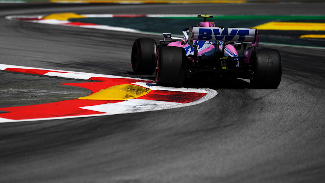 BARCELONA, SPAIN - AUGUST 16: Lance Stroll of Canada driving the (18) Racing Point RP20 Mercedes on track during the F1 Grand Prix of Spain at Circuit de Barcelona-Catalunya on August 16, 2020 in Barcelona, Spain. (Photo by Rudy Carezzevoli/Getty Images)