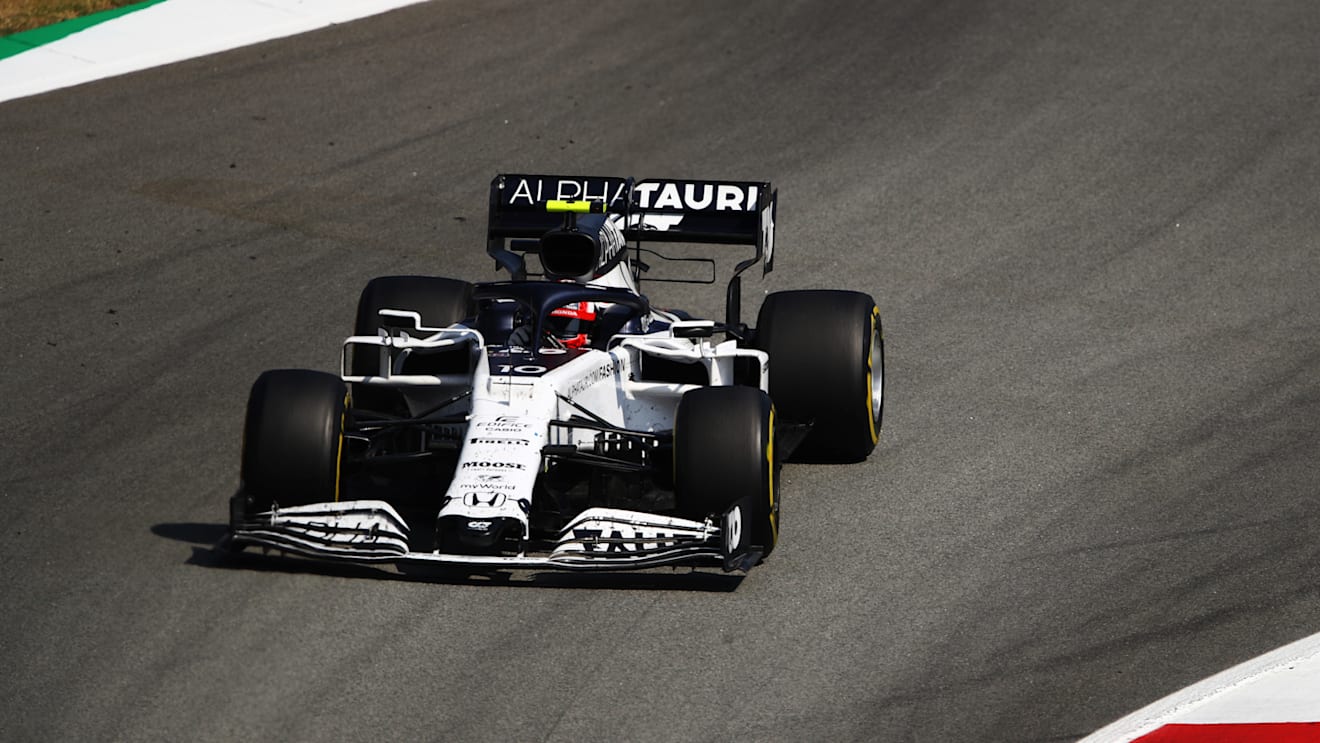 BARCELONA, SPAIN - AUGUST 16: Pierre Gasly of France driving the (10) Scuderia AlphaTauri AT01 Honda on track during the F1 Grand Prix of Spain at Circuit de Barcelona-Catalunya on August 16, 2020 in Barcelona, Spain. (Photo by Bryn Lennon/Getty Images)