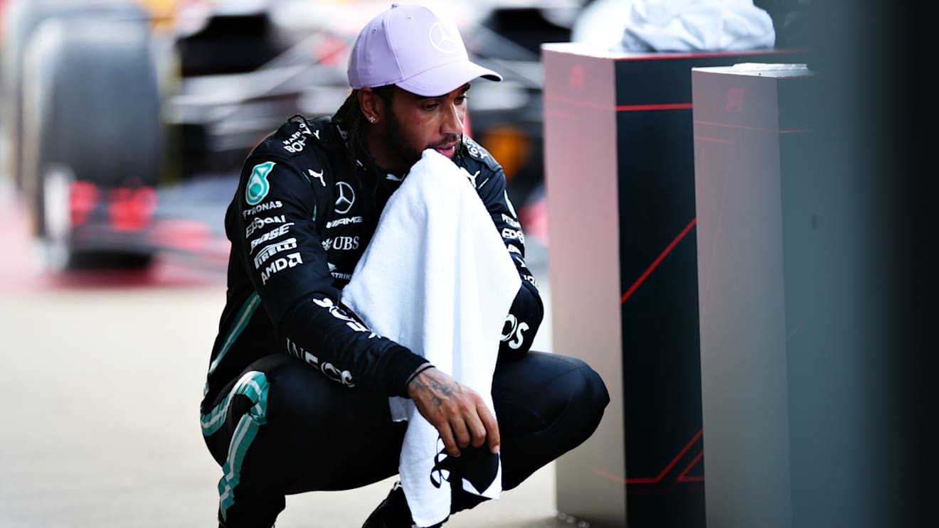 BARCELONA, SPAIN - AUGUST 16: Race winner Lewis Hamilton of Great Britain and Mercedes GP reacts in parc ferme during the F1 Grand Prix of Spain at Circuit de Barcelona-Catalunya on August 16, 2020 in Barcelona, Spain. (Photo by Peter Fox/Getty Images)