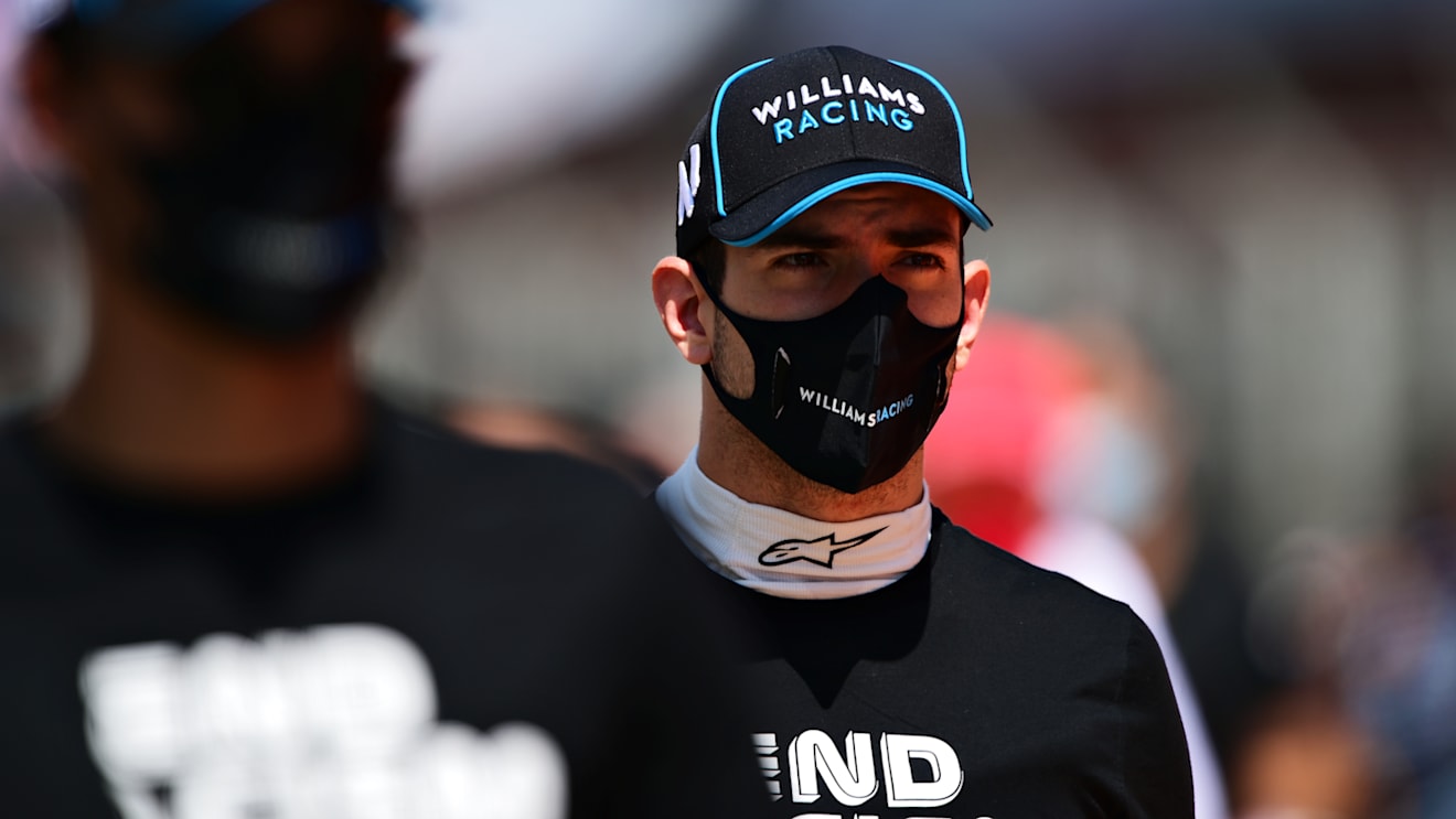 BARCELONA, SPAIN - AUGUST 16: Nicholas Latifi of Canada and Williams looks on as he stands on the grid prior to the F1 Grand Prix of Spain at Circuit de Barcelona-Catalunya on August 16, 2020 in Barcelona, Spain. (Photo by Mario Renzi - Formula 1/Formula 1 via Getty Images)