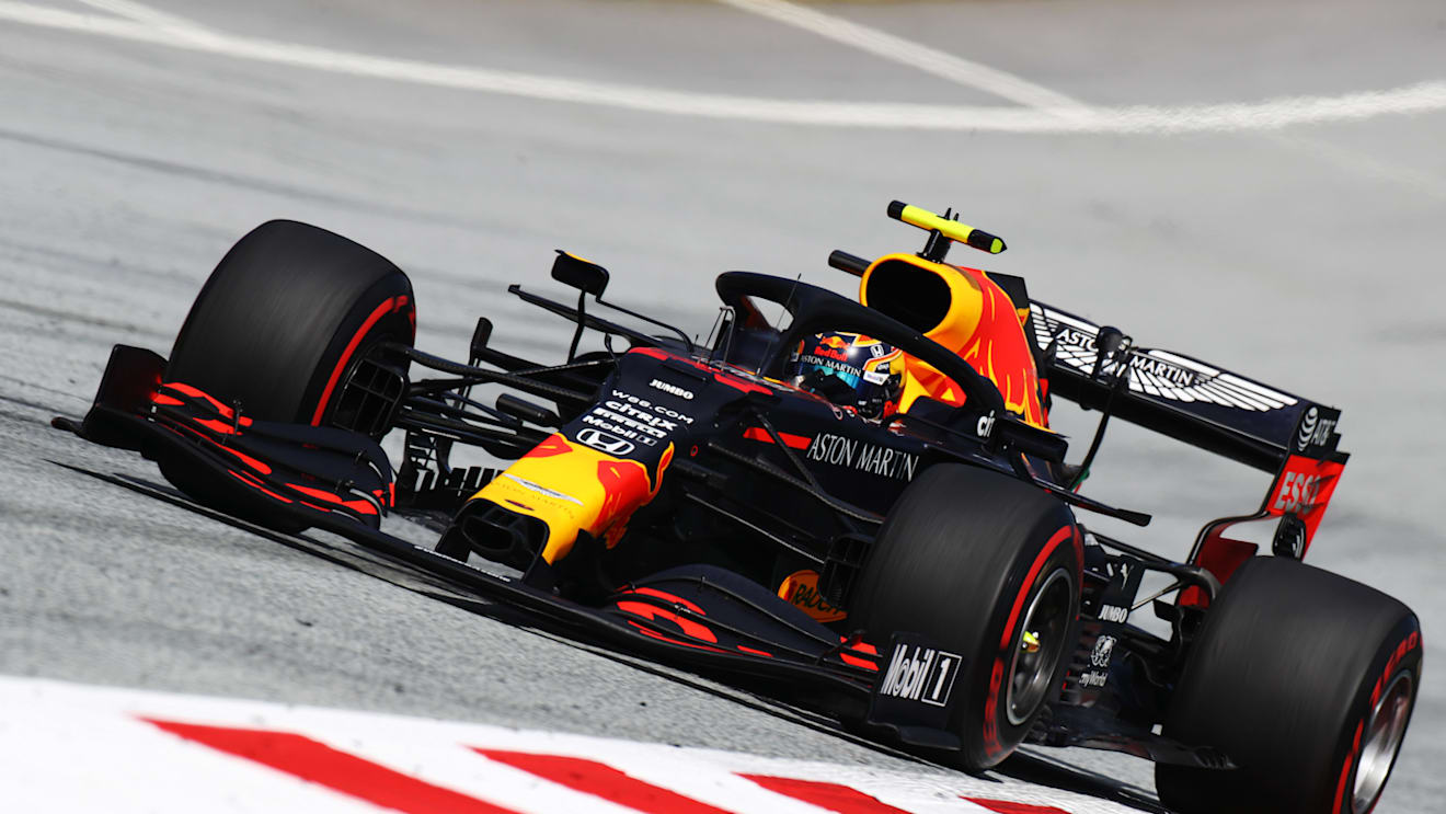 SPIELBERG, AUSTRIA - JULY 12: Alexander Albon of Thailand driving the (23) Aston Martin Red Bull Racing RB16 on track during the Formula One Grand Prix of Styria at Red Bull Ring on July 12, 2020 in Spielberg, Austria. (Photo by Mark Thompson/Getty Images)
