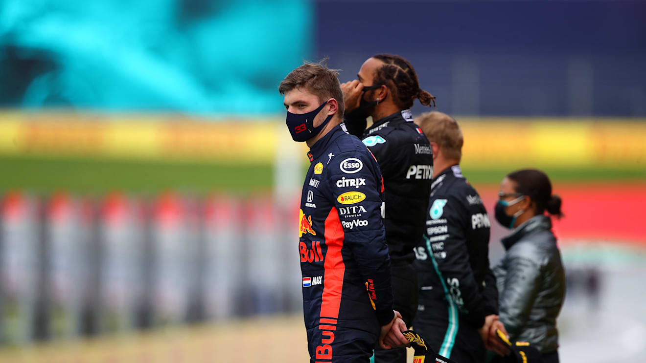 SPIELBERG, AUSTRIA - JULY 12: Second placed Max Verstappen of Netherlands and Red Bull Racing looks on from the podium during the Formula One Grand Prix of Styria at Red Bull Ring on July 12, 2020 in Spielberg, Austria. (Photo by Bryn Lennon/Getty Images)