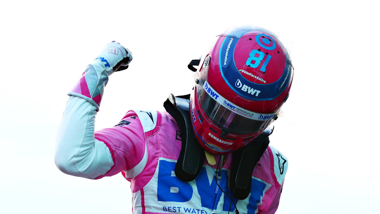 ISTANBUL, TURKEY - NOVEMBER 14: Pole position qualifier Lance Stroll of Canada and Racing Point celebrates in parc ferme during qualifying ahead of the F1 Grand Prix of Turkey at Intercity Istanbul Park on November 14, 2020 in Istanbul, Turkey. (Photo by Dan Istitene - Formula 1/Formula 1 via Getty Images)