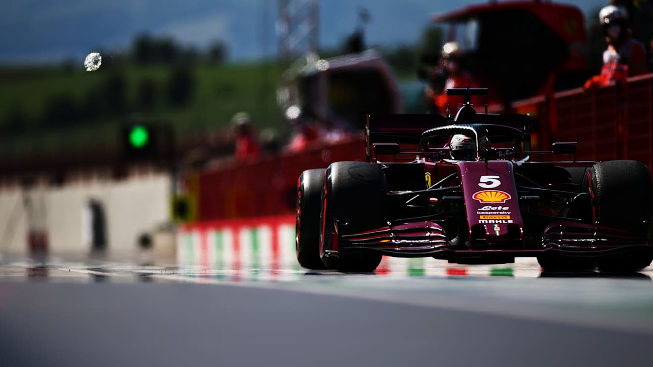 SCARPERIA, ITALY - SEPTEMBER 11: Sebastian Vettel of Germany driving the (5) Scuderia Ferrari SF1000 in the Pitlane during practice ahead of the F1 Grand Prix of Tuscany at Mugello Circuit on September 11, 2020 in Scarperia, Italy. (Photo by Peter Fox/Getty Images)