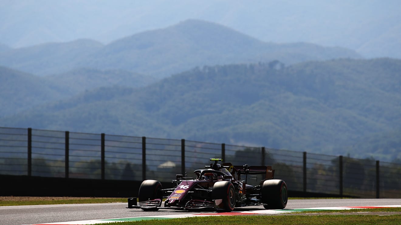 SCARPERIA, ITALY - SEPTEMBER 11: Charles Leclerc of Monaco driving the (16) Scuderia Ferrari SF1000 on track during practice ahead of the F1 Grand Prix of Tuscany at Mugello Circuit on September 11, 2020 in Scarperia, Italy. (Photo by Bryn Lennon/Getty Images)