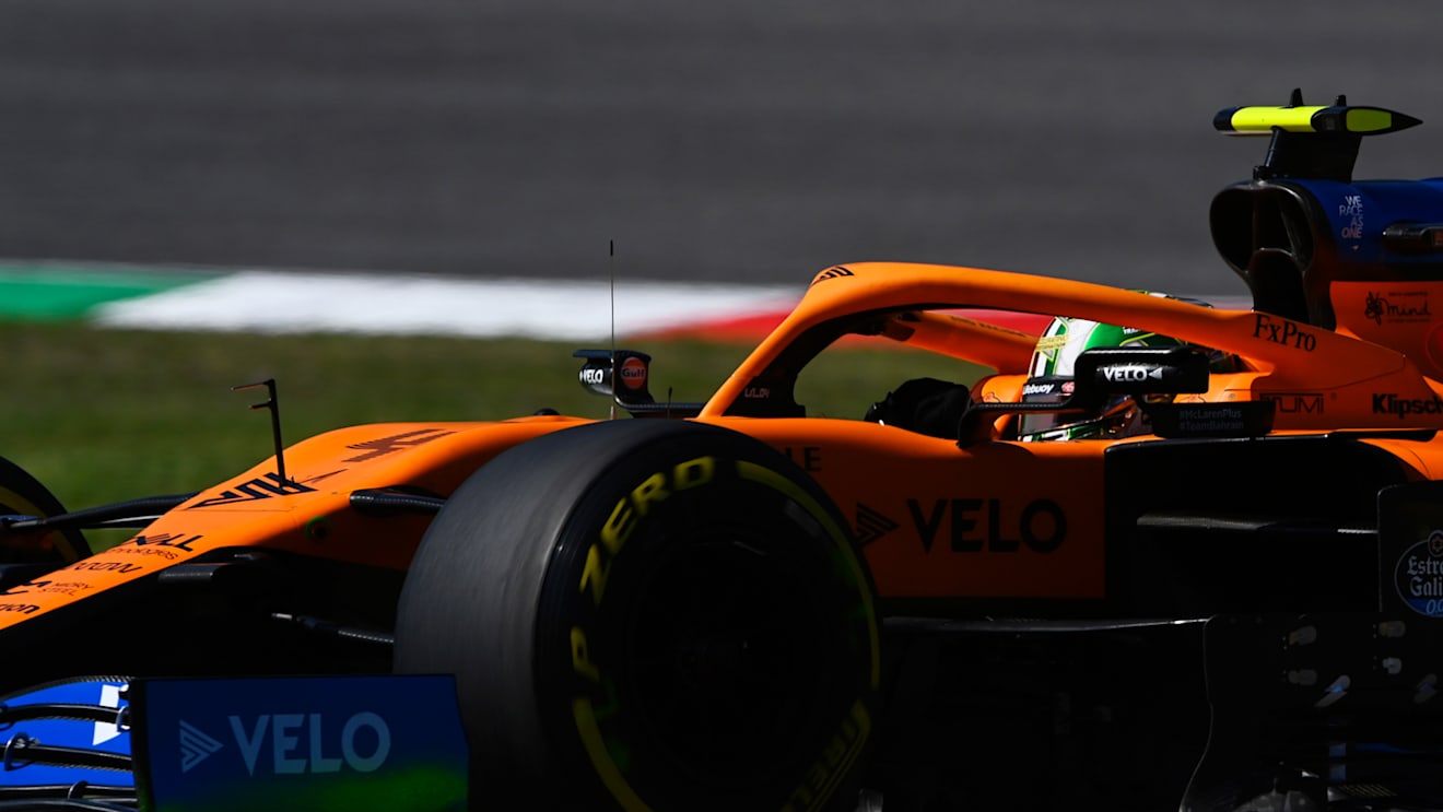 SCARPERIA, ITALY - SEPTEMBER 12: Lando Norris of Great Britain driving the (4) McLaren F1 Team MCL35 Renault on track during final practice ahead of the F1 Grand Prix of Tuscany at Mugello Circuit on September 12, 2020 in Scarperia, Italy. (Photo by Rudy Carezzevoli/Getty Images)