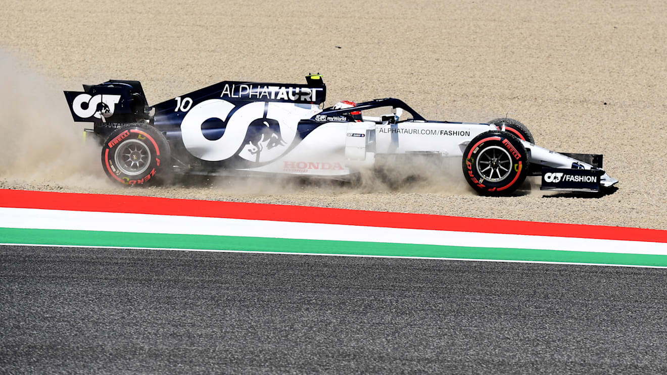 SCARPERIA, ITALY - SEPTEMBER 12: Pierre Gasly of France driving the (10) Scuderia AlphaTauri AT01 Honda on track during final practice ahead of the F1 Grand Prix of Tuscany at Mugello Circuit on September 12, 2020 in Scarperia, Italy. (Photo by Miguel Medina - Pool/Getty Images)