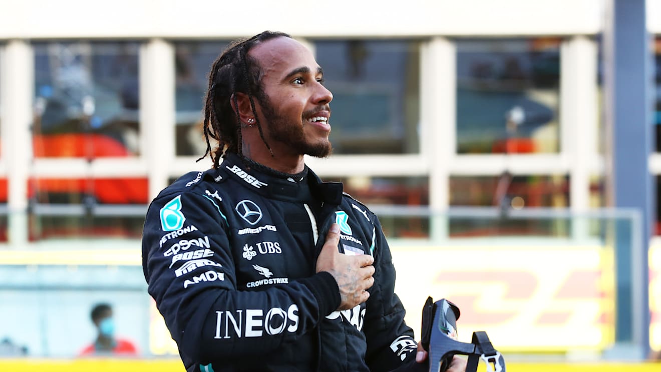 SCARPERIA, ITALY - SEPTEMBER 13: Race winner Lewis Hamilton of Great Britain and Mercedes GP celebrates in parc ferme during the F1 Grand Prix of Tuscany at Mugello Circuit on September 13, 2020 in Scarperia, Italy. (Photo by Bryn Lennon/Getty Images)