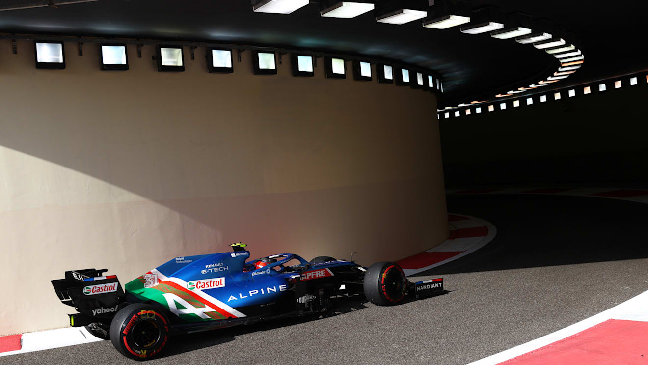 ABU DHABI, UNITED ARAB EMIRATES - DECEMBER 10: Esteban Ocon of France driving the (31) Alpine A521 Renault during practice ahead of the F1 Grand Prix of Abu Dhabi at Yas Marina Circuit on December 10, 2021 in Abu Dhabi, United Arab Emirates. (Photo by Clive Rose/Getty Images)