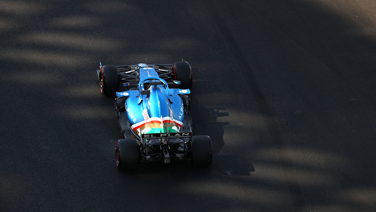 ABU DHABI, UNITED ARAB EMIRATES - DECEMBER 10: Fernando Alonso of Spain driving the (14) Alpine A521 Renault during practice ahead of the F1 Grand Prix of Abu Dhabi at Yas Marina Circuit on December 10, 2021 in Abu Dhabi, United Arab Emirates. (Photo by Bryn Lennon/Getty Images)