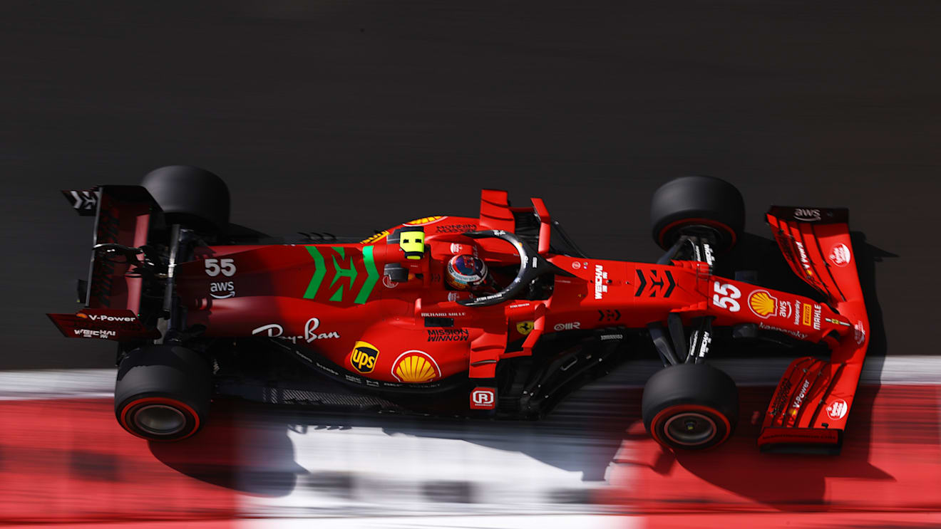 ABU DHABI, UNITED ARAB EMIRATES - DECEMBER 10: Carlos Sainz of Spain driving the (55) Scuderia Ferrari SF21 during practice ahead of the F1 Grand Prix of Abu Dhabi at Yas Marina Circuit on December 10, 2021 in Abu Dhabi, United Arab Emirates. (Photo by Bryn Lennon/Getty Images)