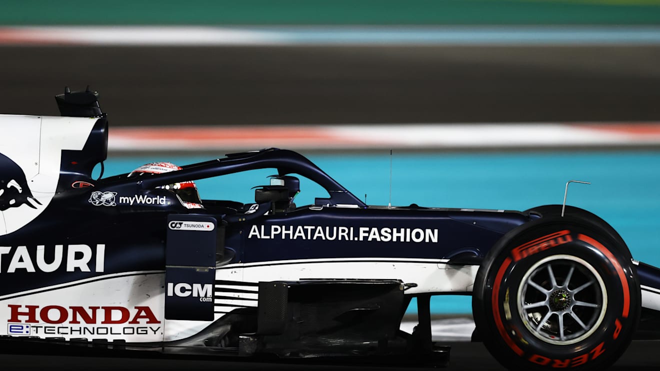 ABU DHABI, UNITED ARAB EMIRATES - DECEMBER 10:Yuki Tsunoda of Japan driving the (22) Scuderia AlphaTauri AT02 Honda  during practice ahead of the F1 Grand Prix of Abu Dhabi at Yas Marina Circuit on December 10, 2021 in Abu Dhabi, United Arab Emirates. (Photo by Bryn Lennon/Getty Images)