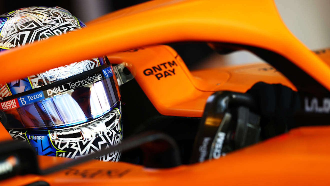 ABU DHABI, UNITED ARAB EMIRATES - DECEMBER 11: Lando Norris of Great Britain and McLaren F1 leaves the garage during final practice ahead of the F1 Grand Prix of Abu Dhabi at Yas Marina Circuit on December 11, 2021 in Abu Dhabi, United Arab Emirates. (Photo by Dan Istitene - Formula 1/Formula 1 via Getty Images)