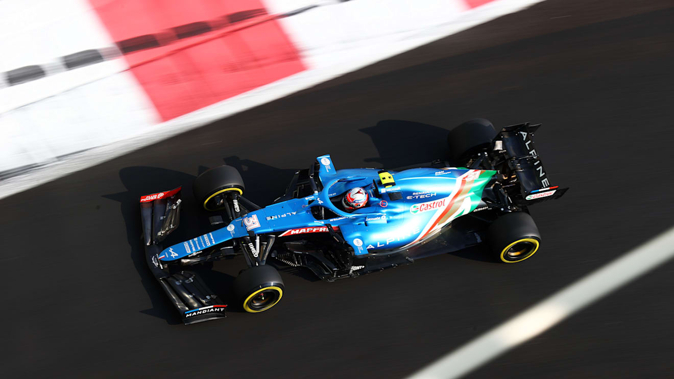 ABU DHABI, UNITED ARAB EMIRATES - DECEMBER 11: Esteban Ocon of France driving the (31) Alpine A521 Renault during final practice ahead of the F1 Grand Prix of Abu Dhabi at Yas Marina Circuit on December 11, 2021 in Abu Dhabi, United Arab Emirates. (Photo by Clive Rose/Getty Images)