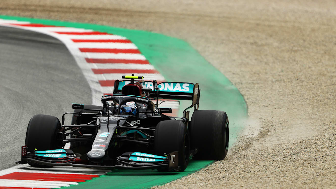 SPIELBERG, AUSTRIA - JULY 02: Valtteri Bottas of Finland driving the (77) Mercedes AMG Petronas F1 Team Mercedes W12 during practice ahead of the F1 Grand Prix of Austria at Red Bull Ring on July 02, 2021 in Spielberg, Austria. (Photo by Bryn Lennon/Getty Images)